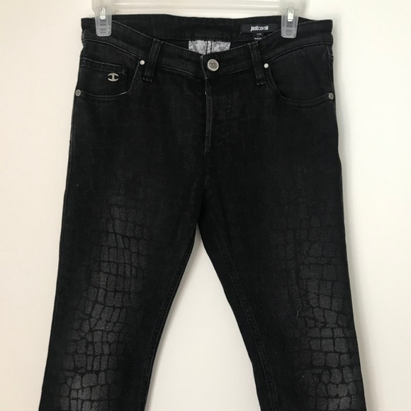 Authentic Just Cavalli Reptile Black Jeans